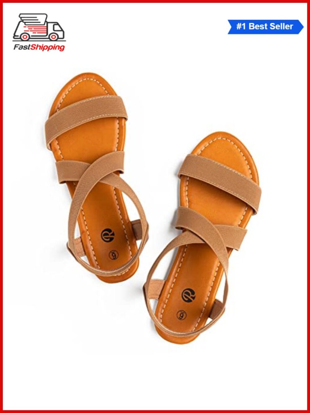 Women's Elastic Cross-Strap Flat Sandals Slip-On Open Toe Comfort Walking